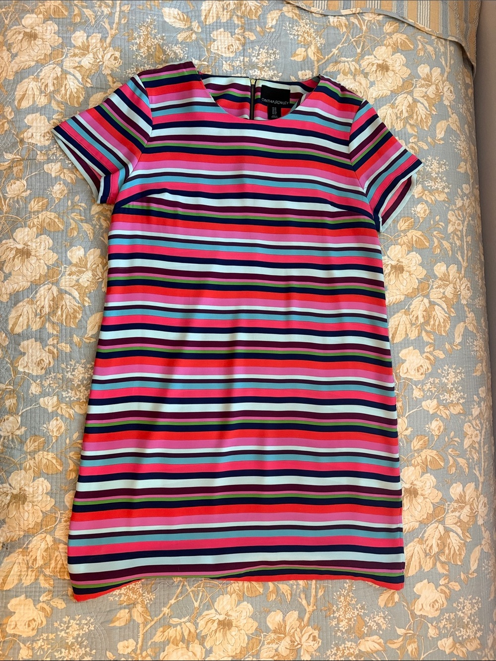 Cynthia Rowley Multicolor Striped Mini Dress - Pink, Red, Blue, Turquoise, Navy